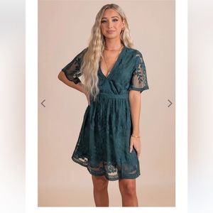 Teal lace dress